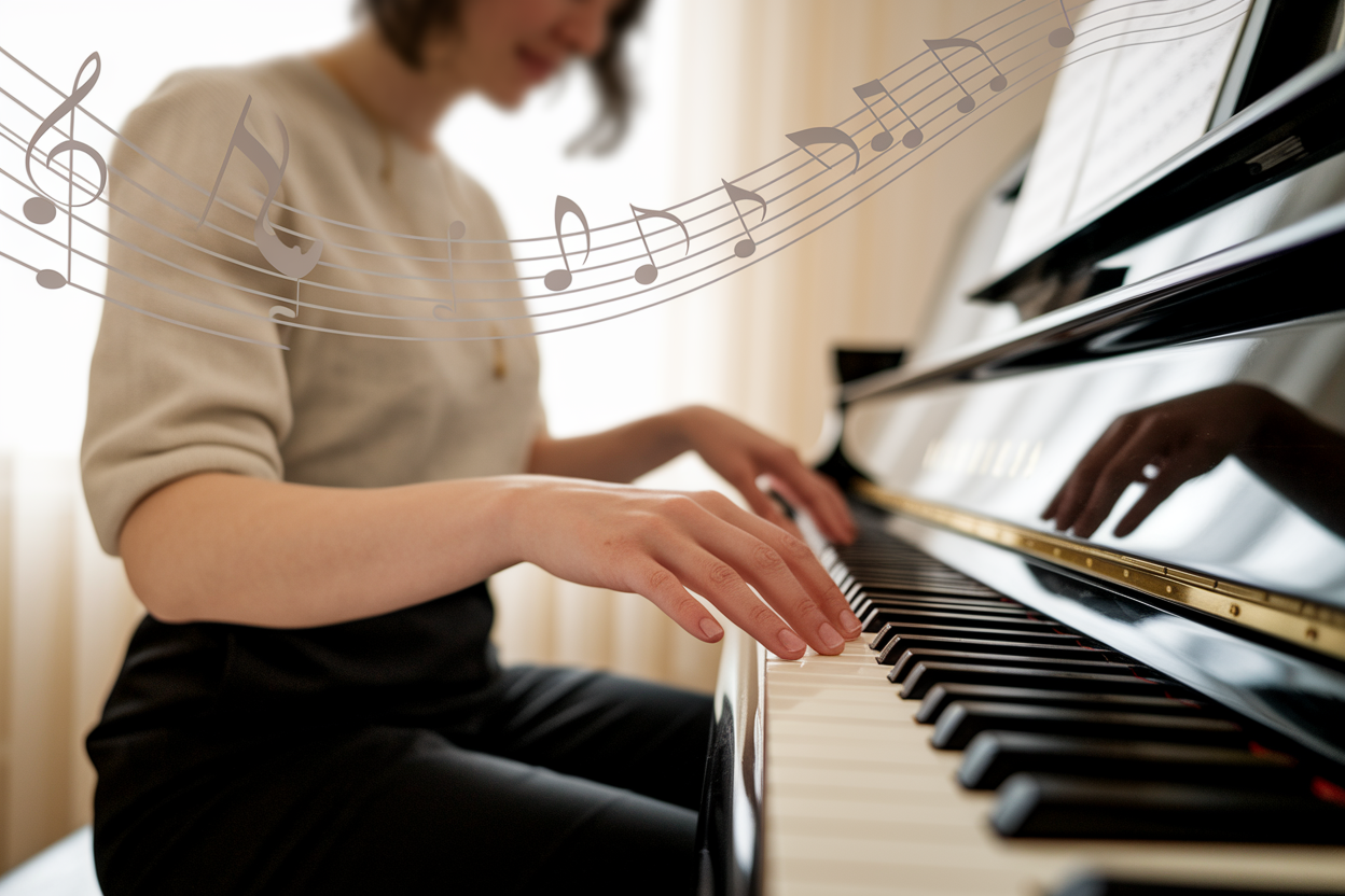 piano-mains-visage-flou-notes