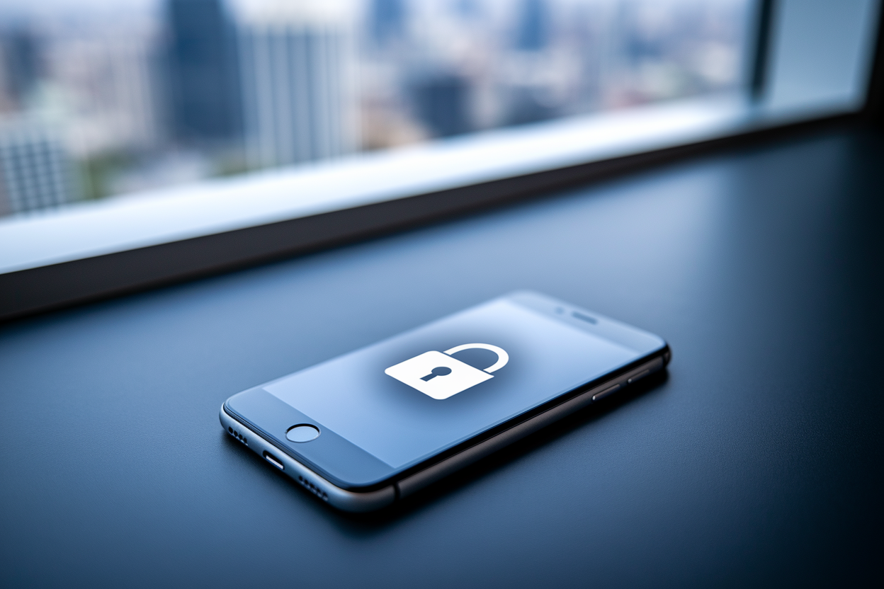 smartphone-bureau-moderne-cadenas