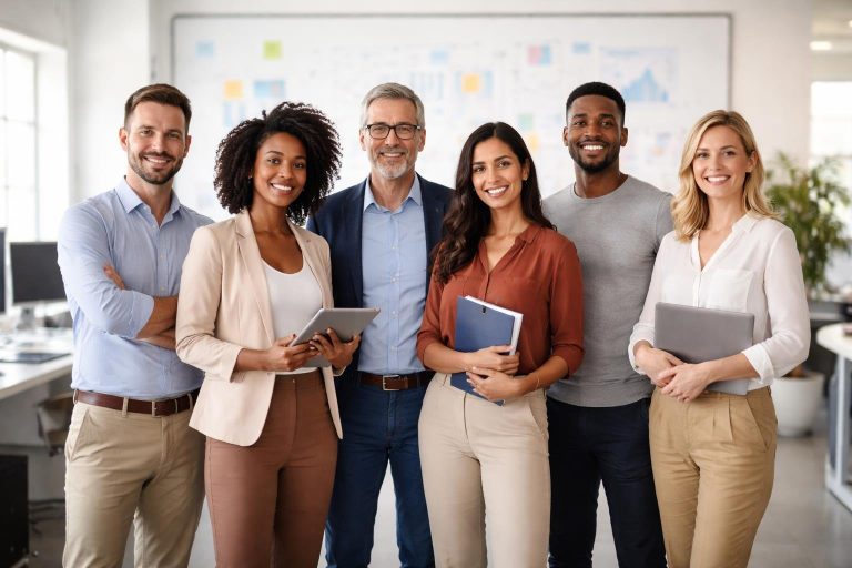equipe-diversee-tableau-blanc-diagrammes-graphiques